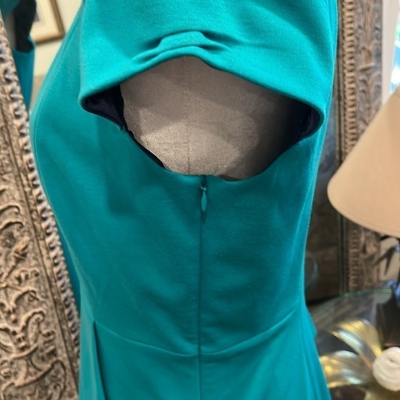 Tahari Teal-Green Peplum Dress – Size 10 (Fits M) | Side Zipper | Fully Lined - Picture 3 of 9